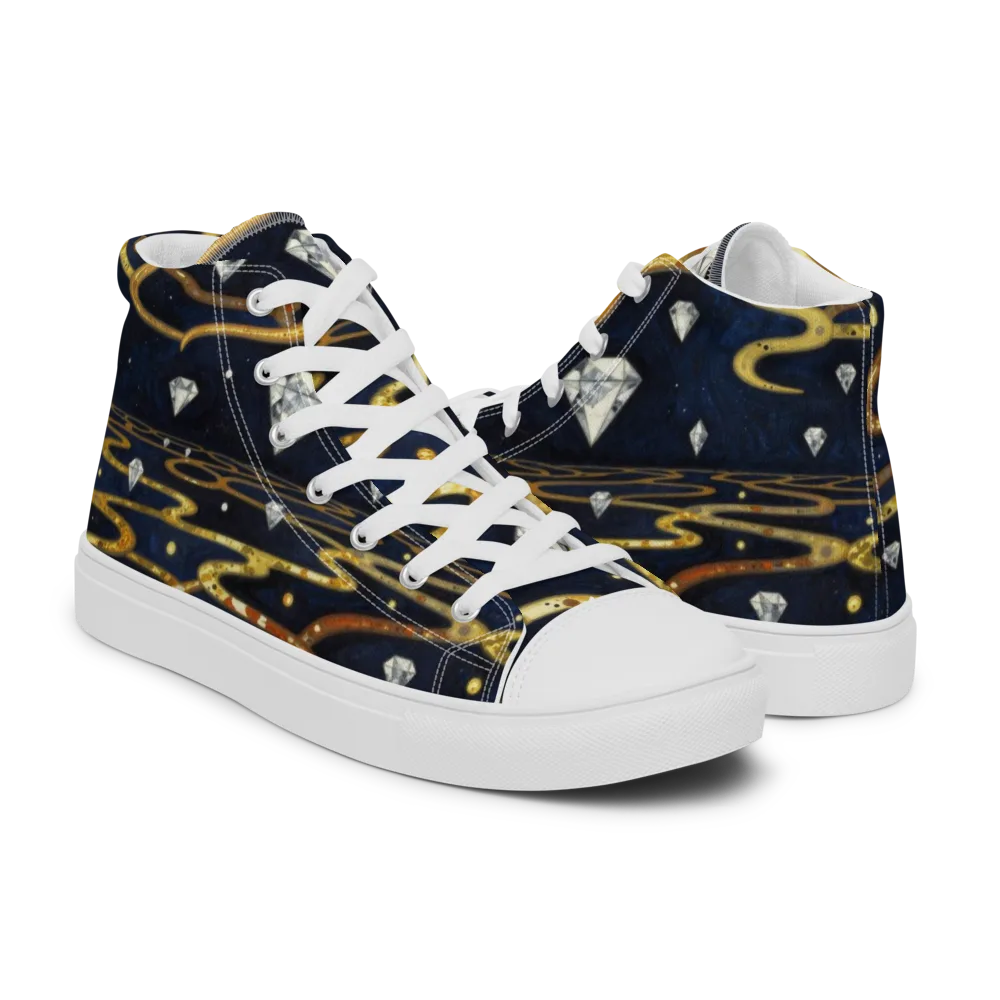 Celestial Goldway on Men's High Top Canvas Shoes — Right