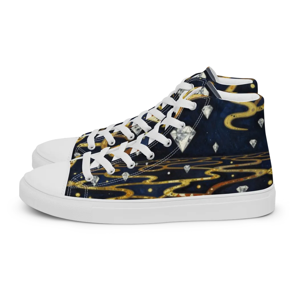 Celestial Goldway on Women's High Top Canvas Shoes — Left