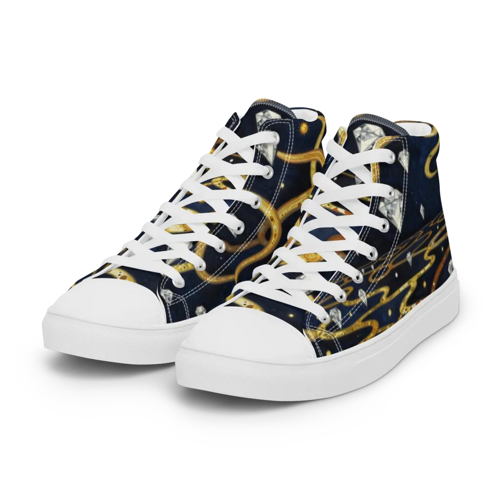 Celestial Goldway on Women's High Top Canvas Shoes — Left Front