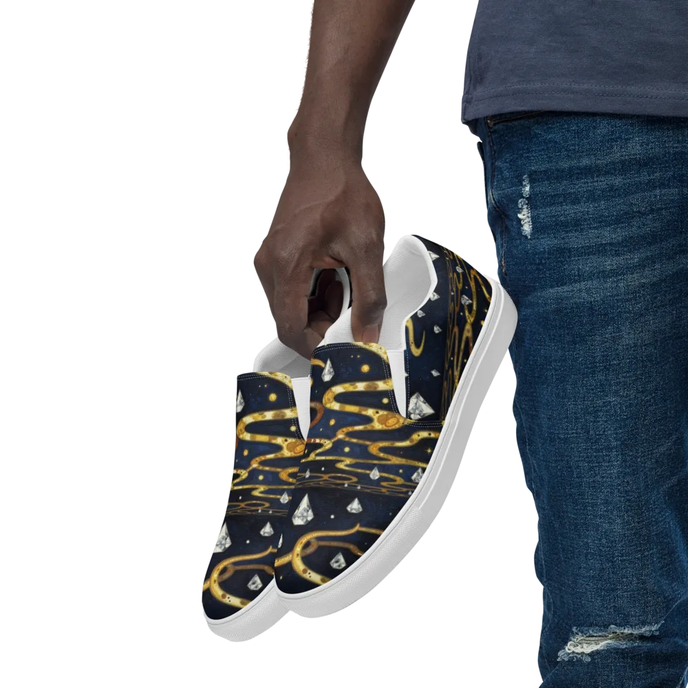 Celestial Goldway on Men's Slip-On Canvas Shoes — Left Front