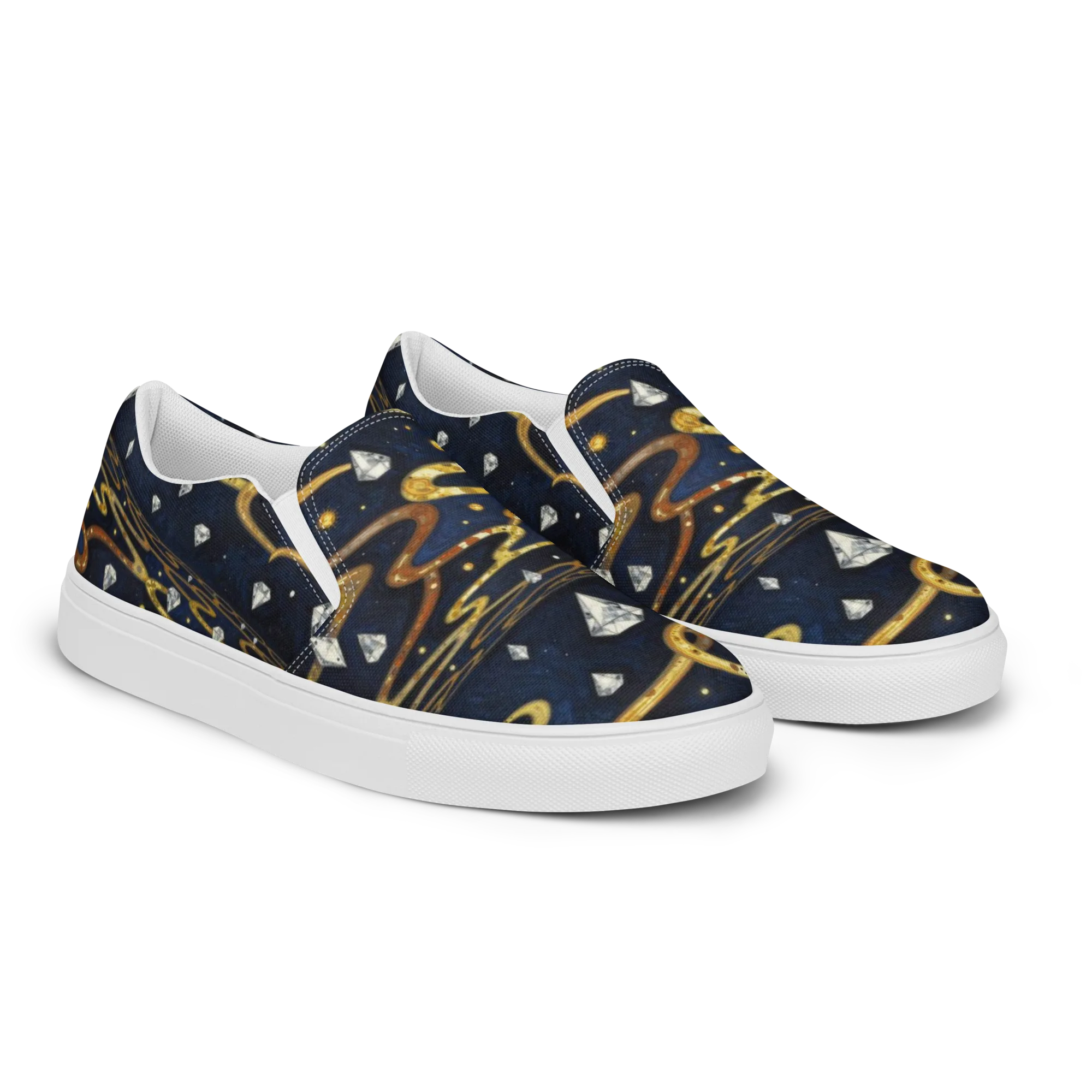 Celestial Goldway on Women's Slip-On Canvas Shoes — Right Front