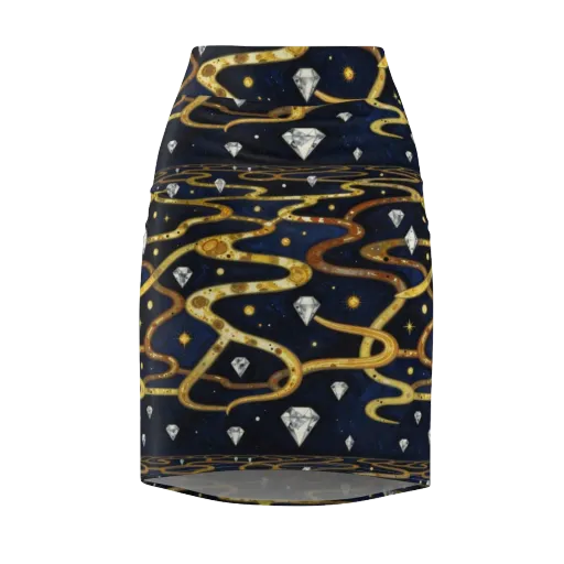Celestial Goldway on a Pencil Skirt