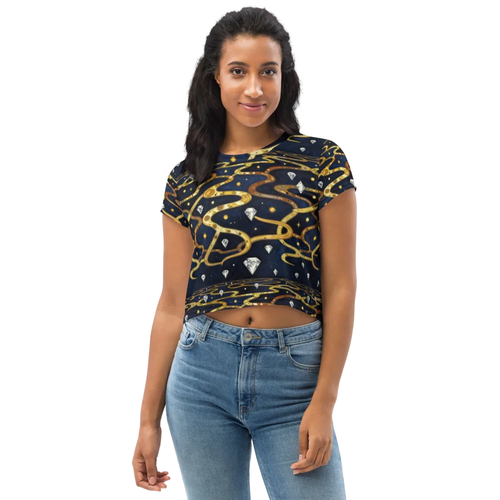 Celestial Goldway on Crop Tee — Front