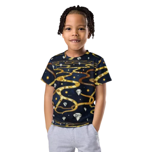 Celestial Goldway on a Kids Crew Neck T-Shirt