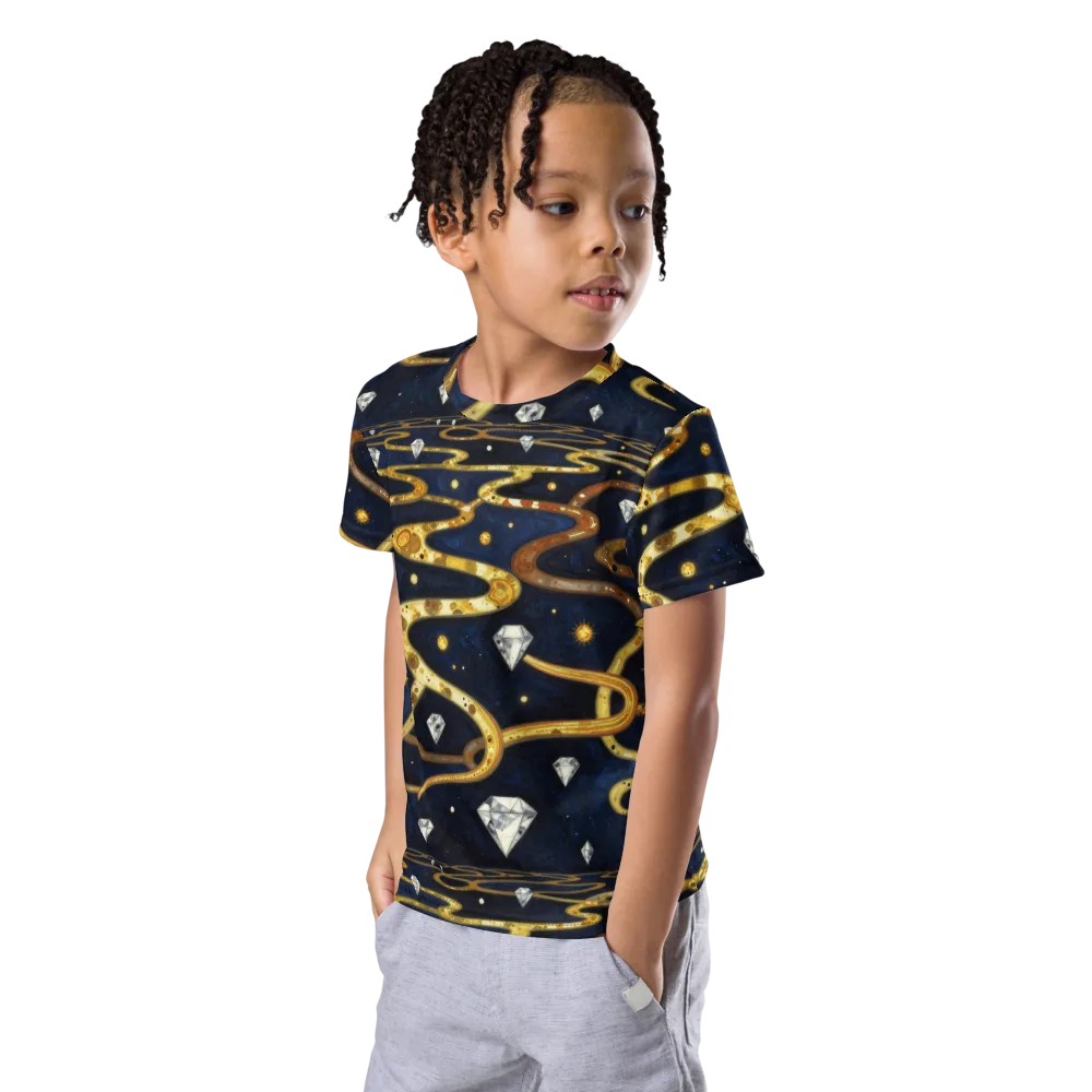 Celestial Goldway on Kids Crew Neck T-Shirt — Left Front