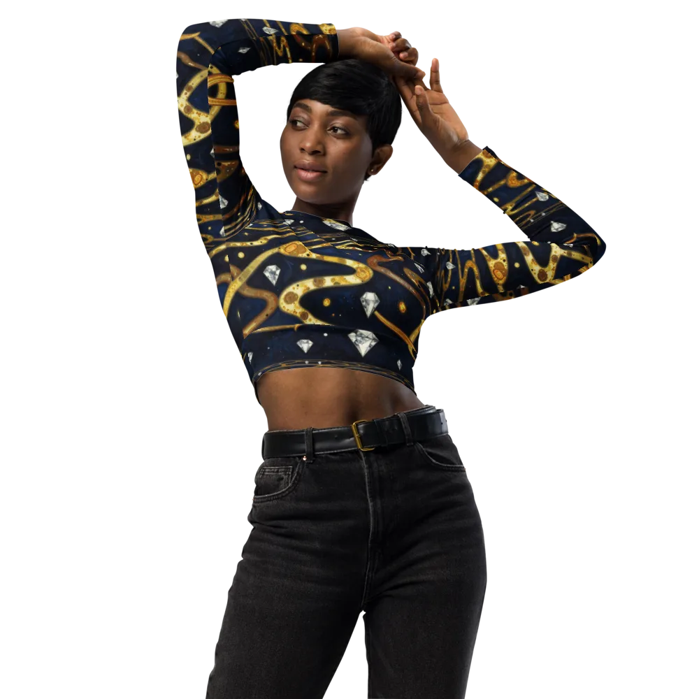 Celestial Goldway on Long Sleeve Crop Top — Front