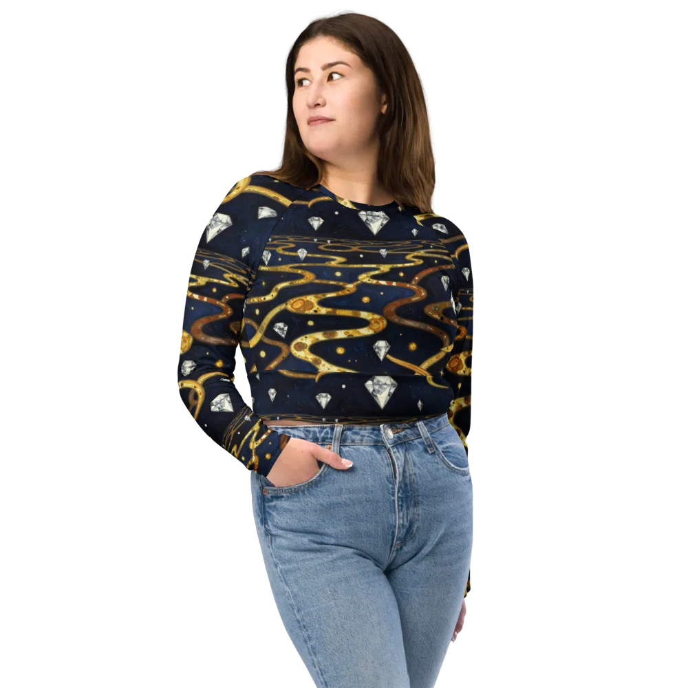 Celestial Goldway on Long Sleeve Crop Top — Front