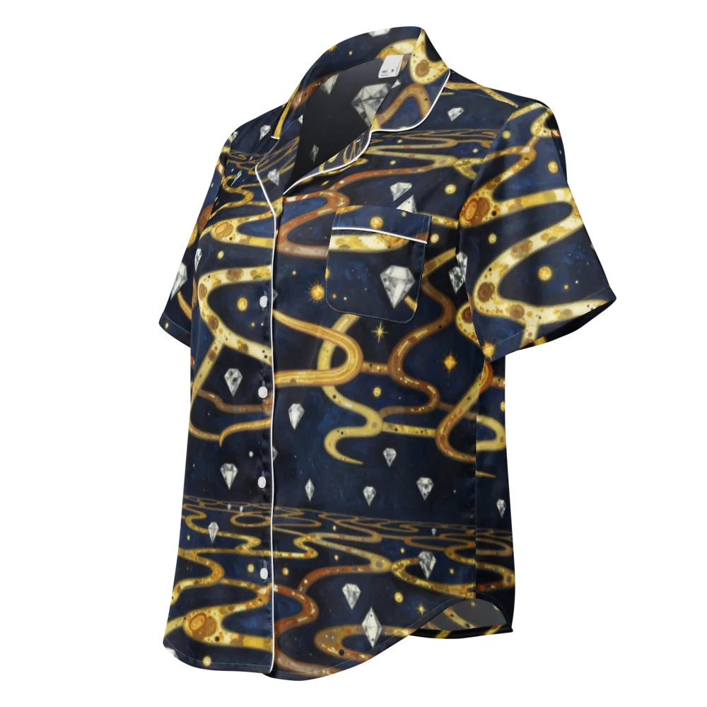 Celestial Goldway on Women's Short Sleeve Pajama Top — Left Front