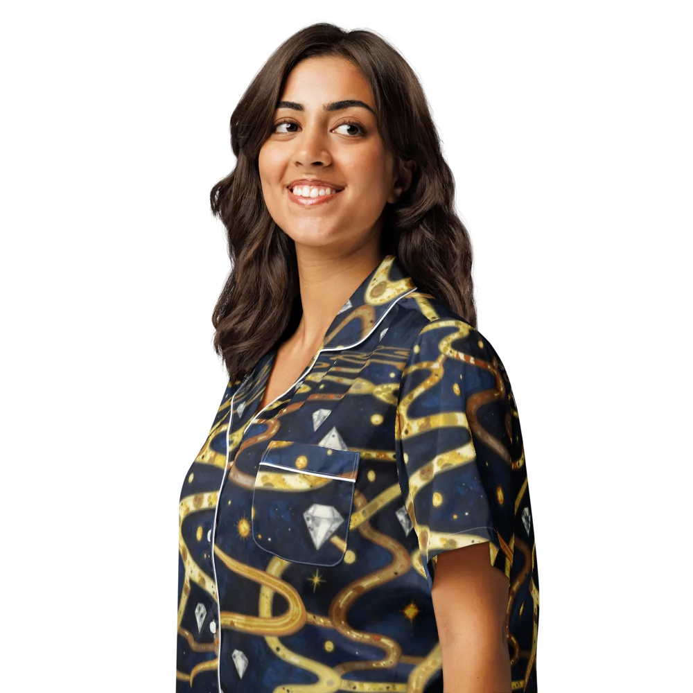 Celestial Goldway on Women's Short Sleeve Pajama Top — Left Front
