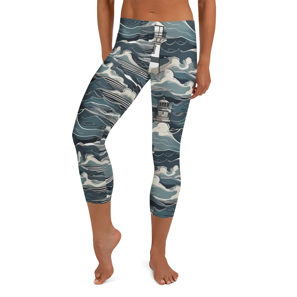Beacon in the Blue on Capri Leggings — Front