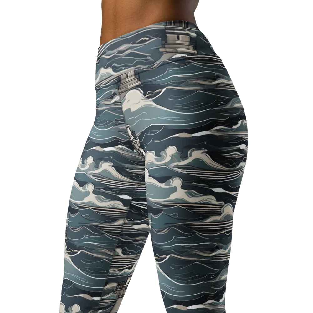 Beacon in the Blue on Yoga Leggings — Left Front