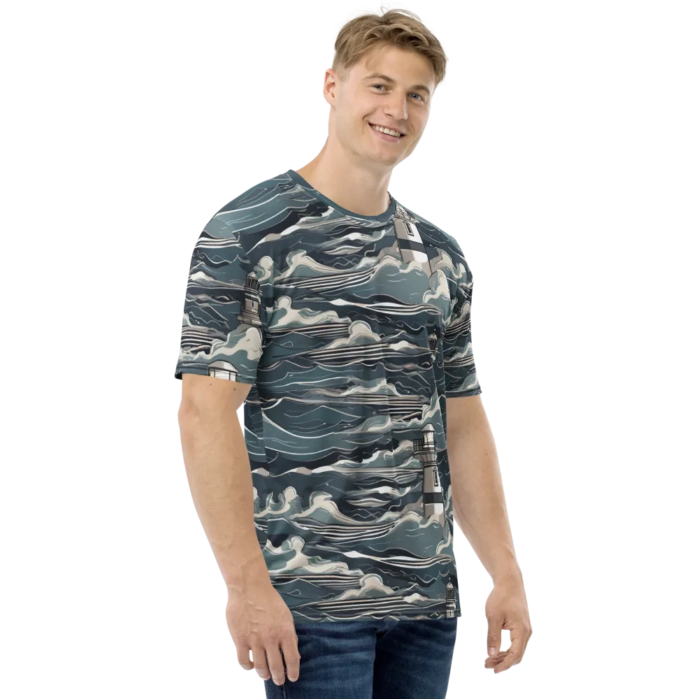 Beacon in the Blue on Men's Crew Neck T-Shirt — Right