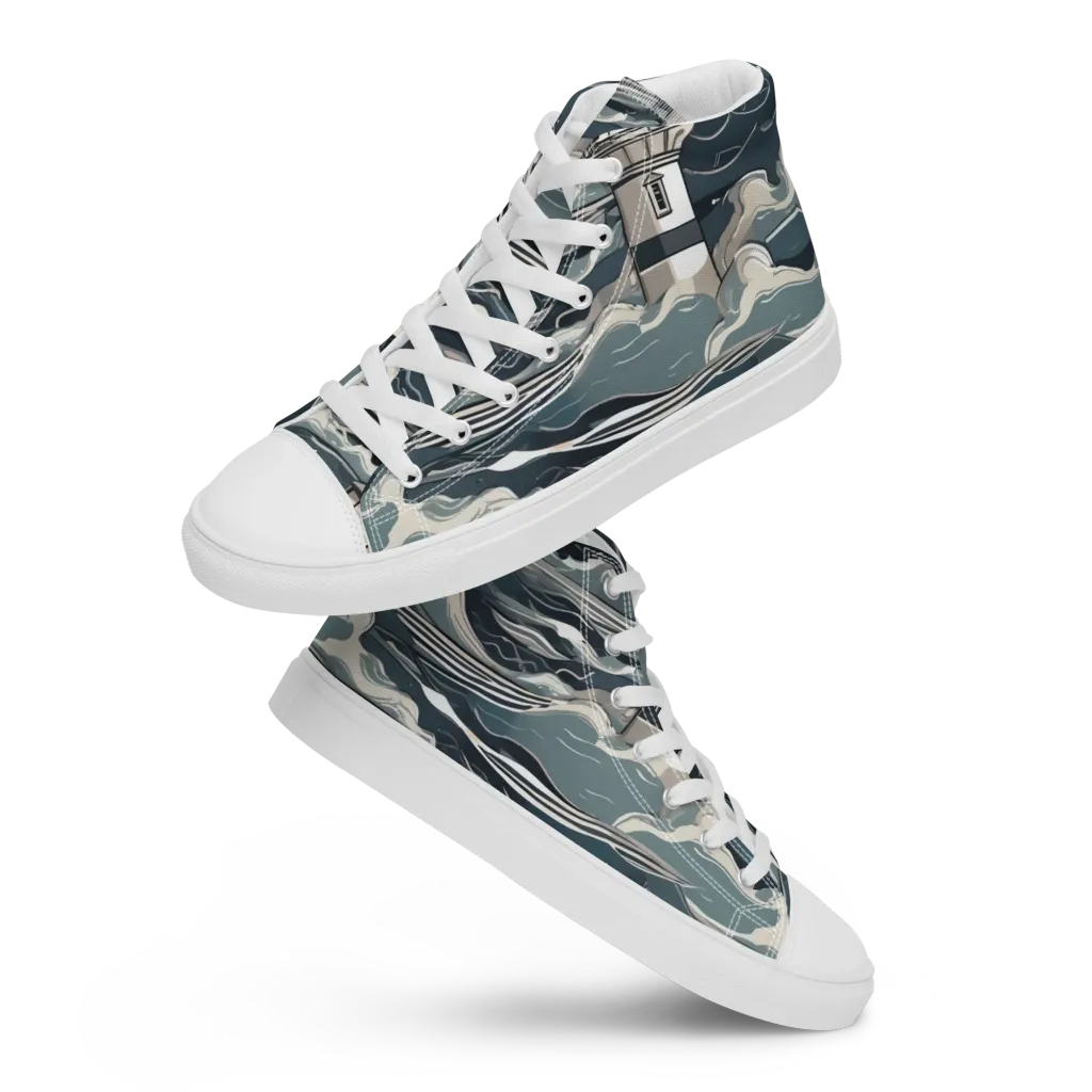 Beacon in the Blue on Men's High Top Canvas Shoes — Front
