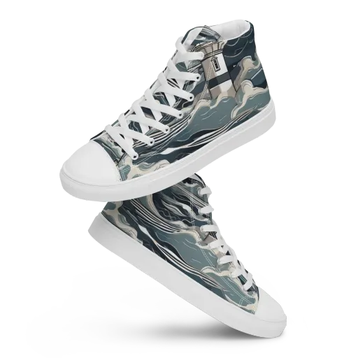 Beacon in the Blue on a Men's High Top Canvas Shoes