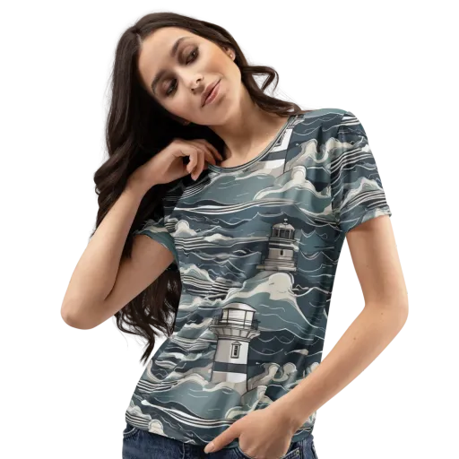 Beacon in the Blue on a Women's Crew Neck T-Shirt