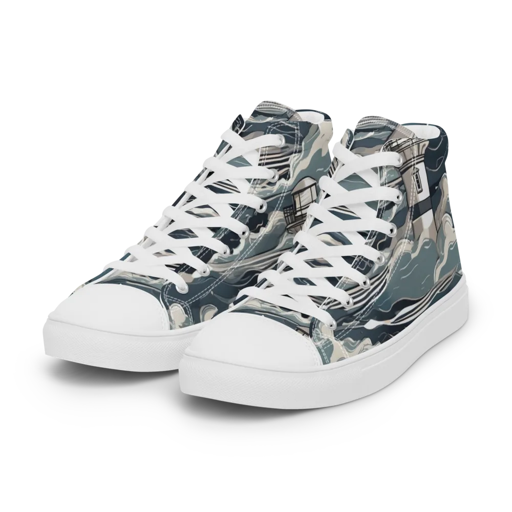 Beacon in the Blue on Women's High Top Canvas Shoes — Left Front