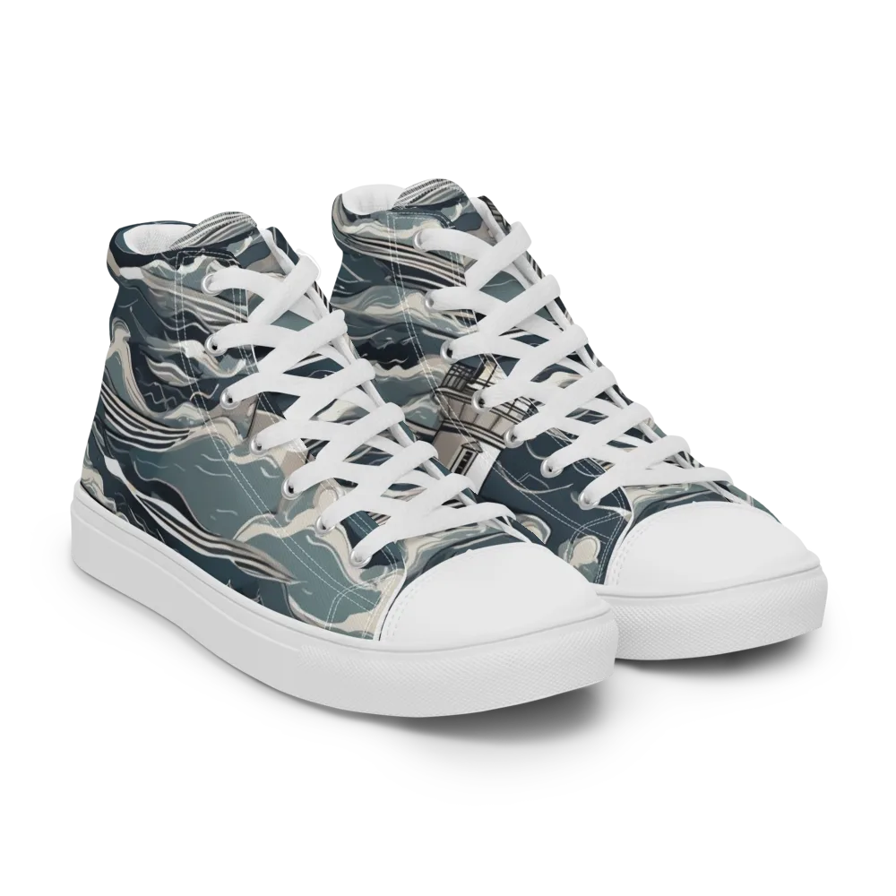 Beacon in the Blue on Women's High Top Canvas Shoes — Right Front