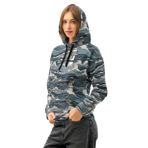Beacon in the Blue on a Cotton Hoodie