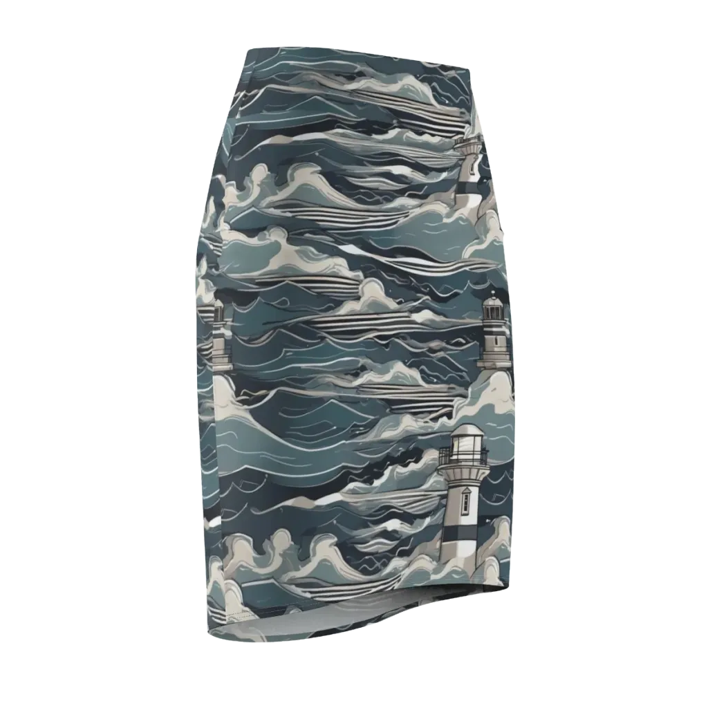 Beacon in the Blue on Pencil Skirt — Front Side