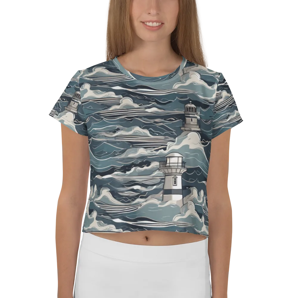 Beacon in the Blue on Crop Tee — Front