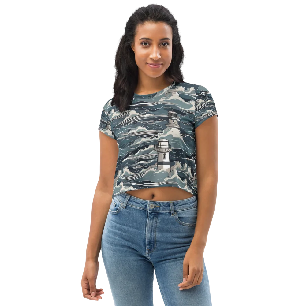 Beacon in the Blue on Crop Tee — Front