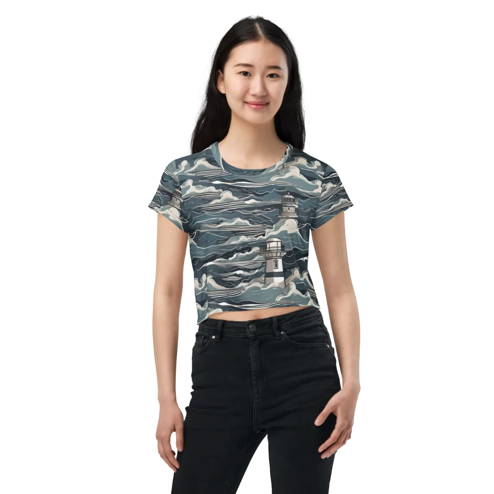 Beacon in the Blue on Crop Tee — Front