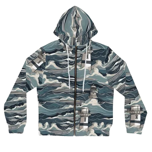 Beacon in the Blue on a Women's Full-Zip Hoodie