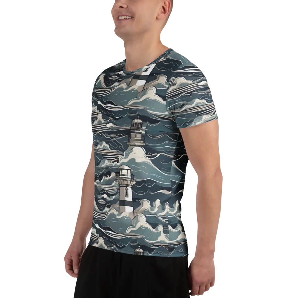 Beacon in the Blue on Men's Athletic T-Shirt — Left