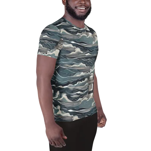 Beacon in the Blue on a Men's Athletic T-Shirt