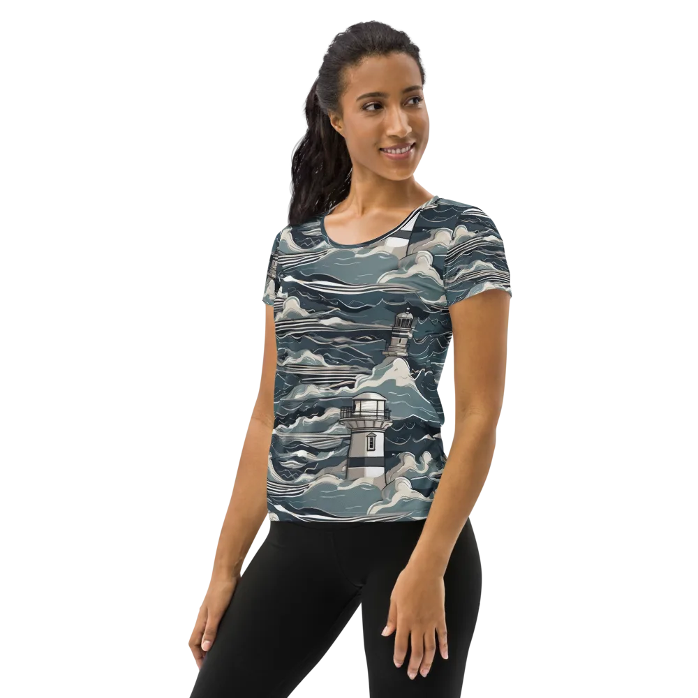 Beacon in the Blue on Women's Athletic T-Shirt — Left