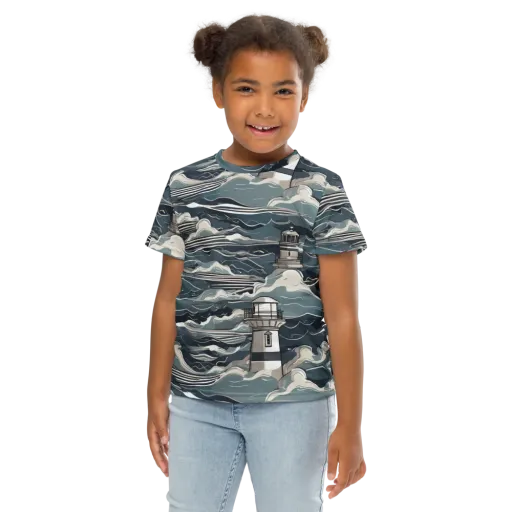 Beacon in the Blue on a Kids Crew Neck T-Shirt