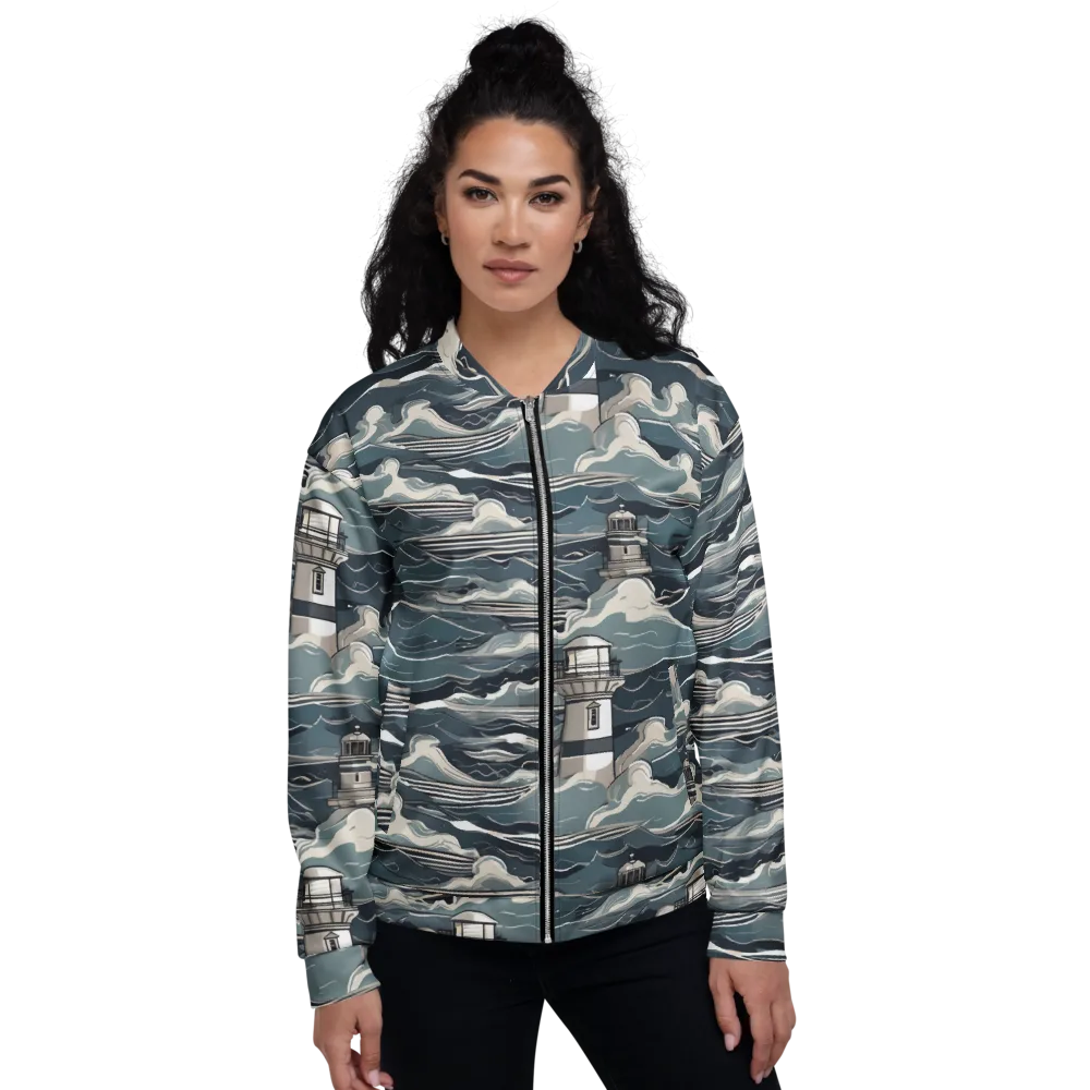 Beacon in the Blue on Bomber Jacket — Front