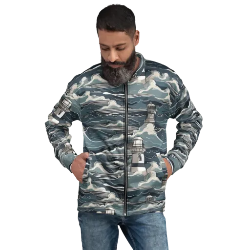 Beacon in the Blue on a Bomber Jacket