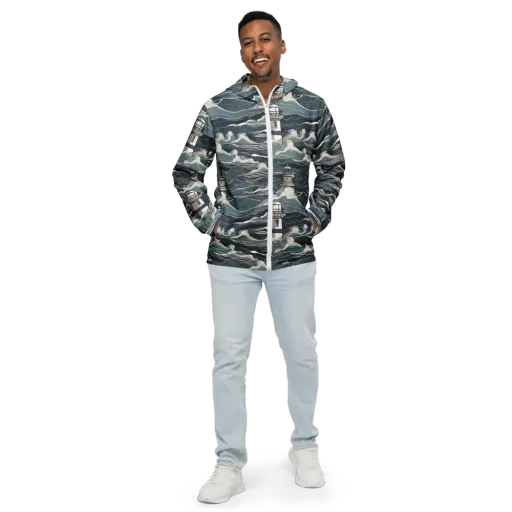 Beacon in the Blue on a Men's Windbreaker