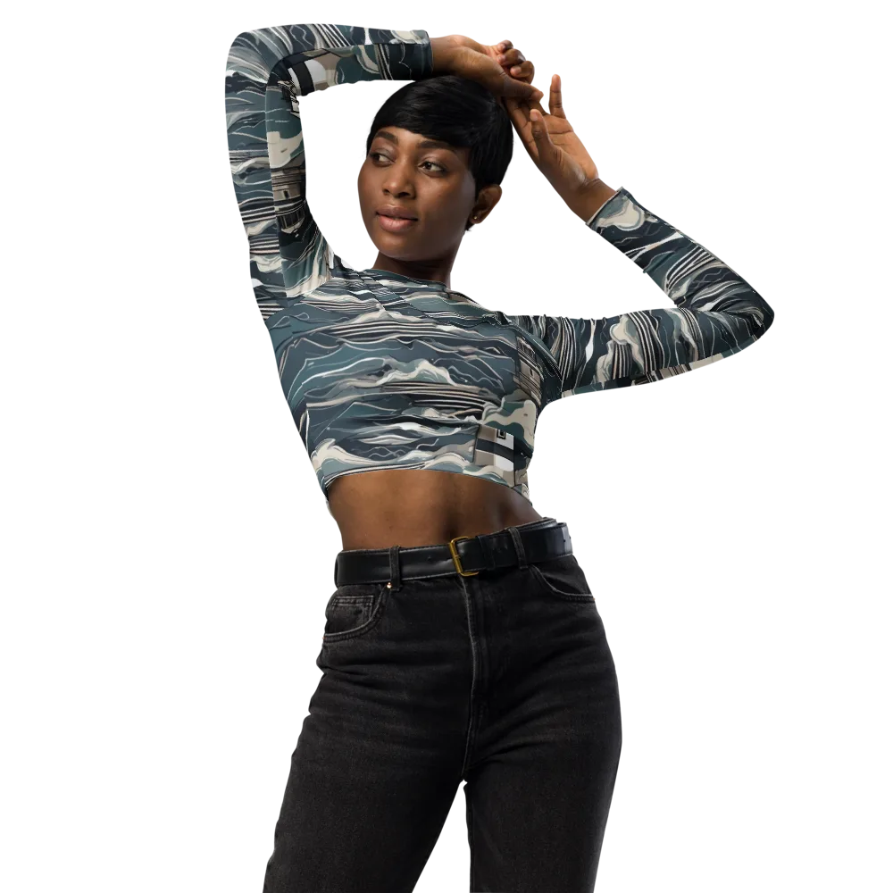 Beacon in the Blue on Long Sleeve Crop Top — Front