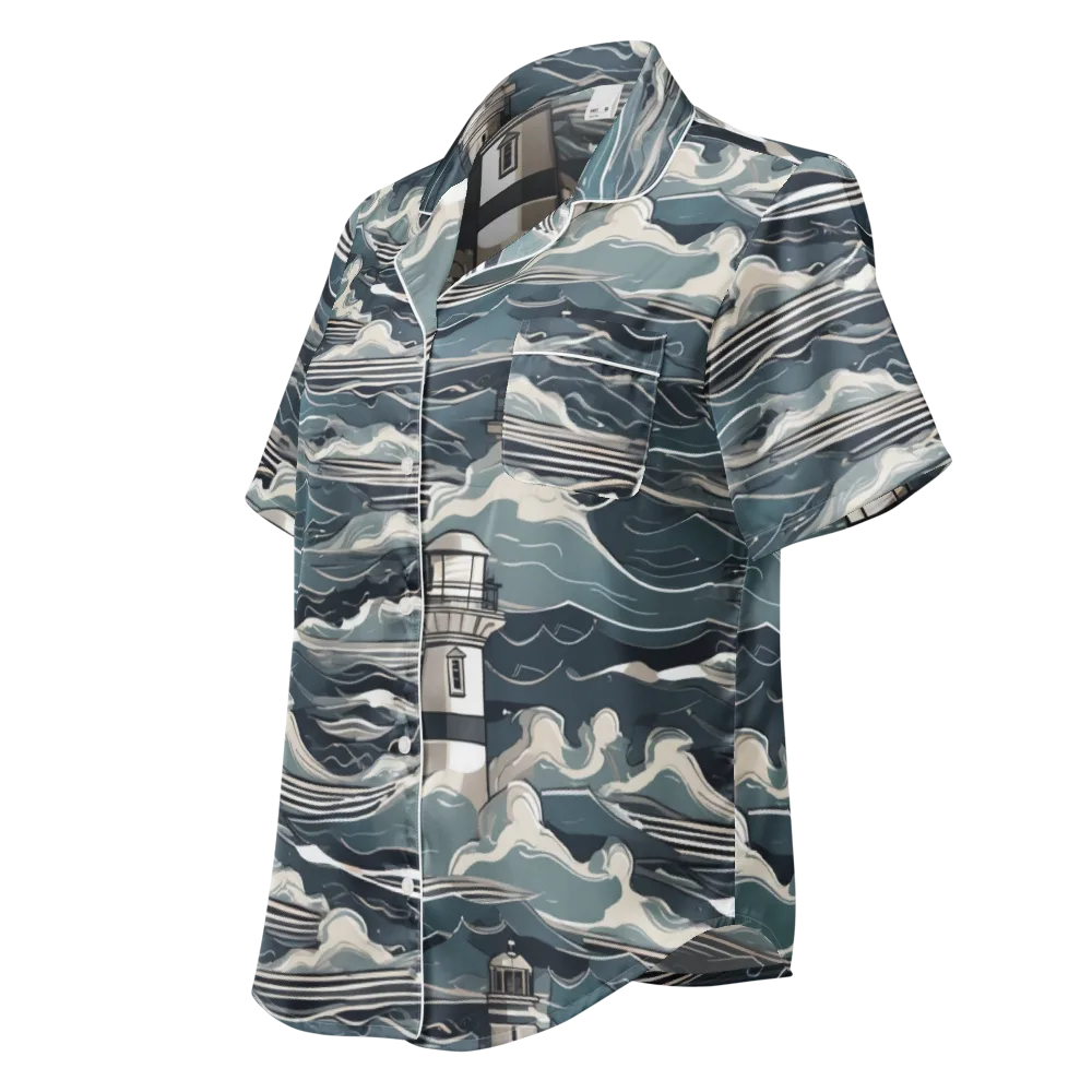 Beacon in the Blue on Women's Short Sleeve Pajama Top — Left Front