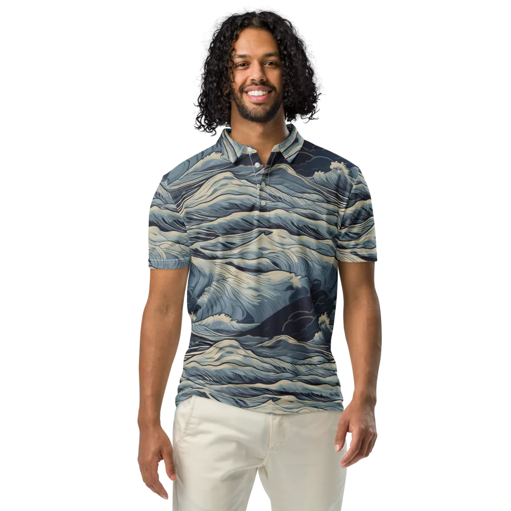Moonlit Swell on Men's Slim Fit Polo Shirt — Front