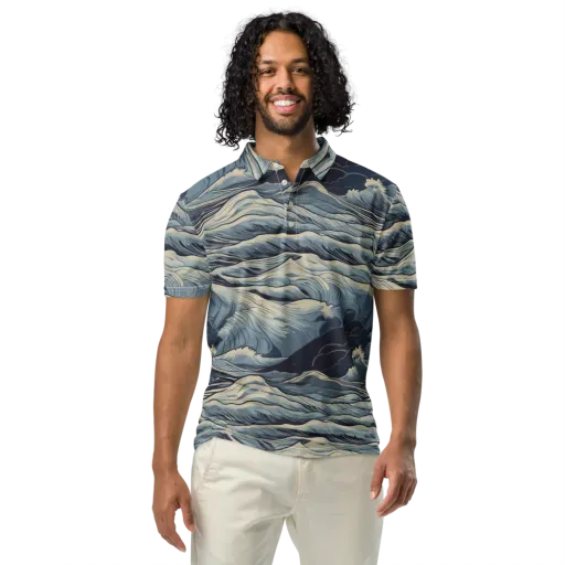 Moonlit Swell on a Men's Slim Fit Polo Shirt