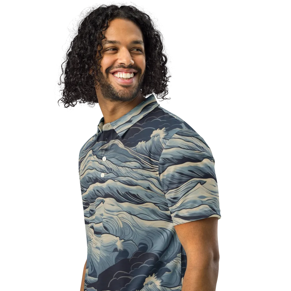 Moonlit Swell on Men's Slim Fit Polo Shirt — Left Front