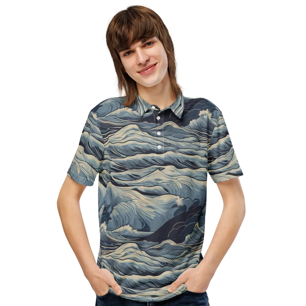 Moonlit Swell on Men's Slim Fit Polo Shirt — Front