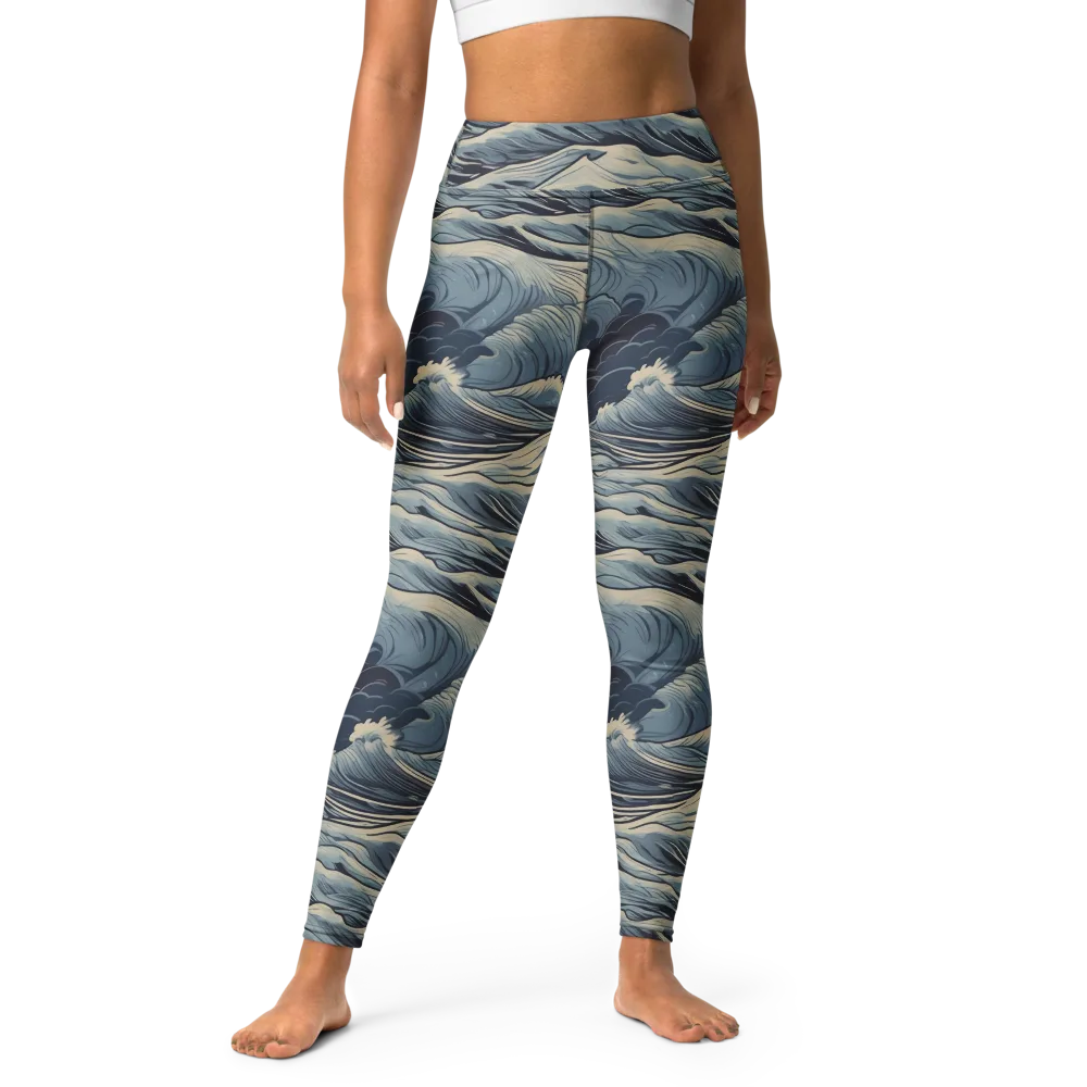 Moonlit Swell on Yoga Leggings — Front