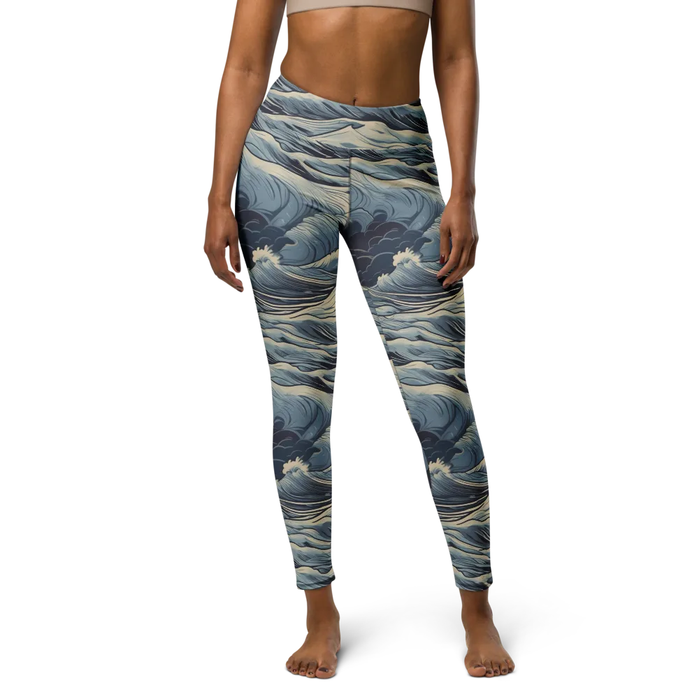 Moonlit Swell on Yoga Leggings — Front