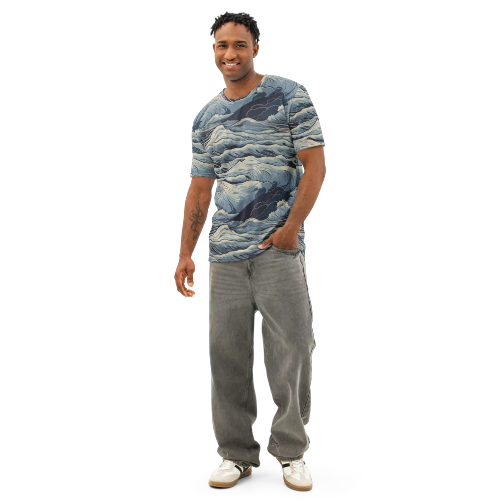 Moonlit Swell on Men's Cotton Crew Neck T-Shirt — Front