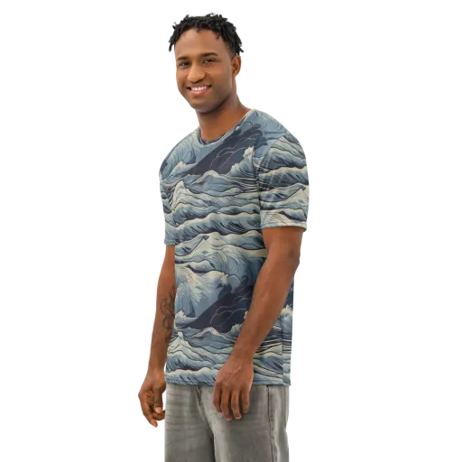 Moonlit Swell on a Men's Cotton Crew Neck T-Shirt