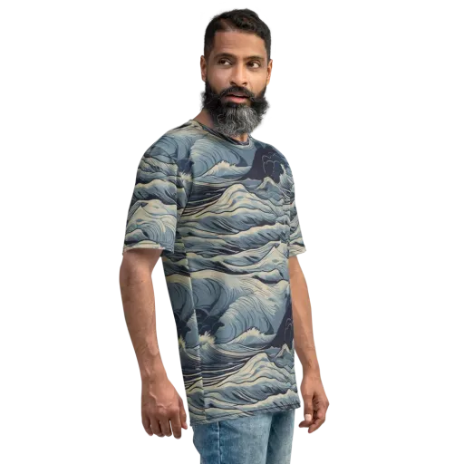 Moonlit Swell on a Men's Crew Neck T-Shirt