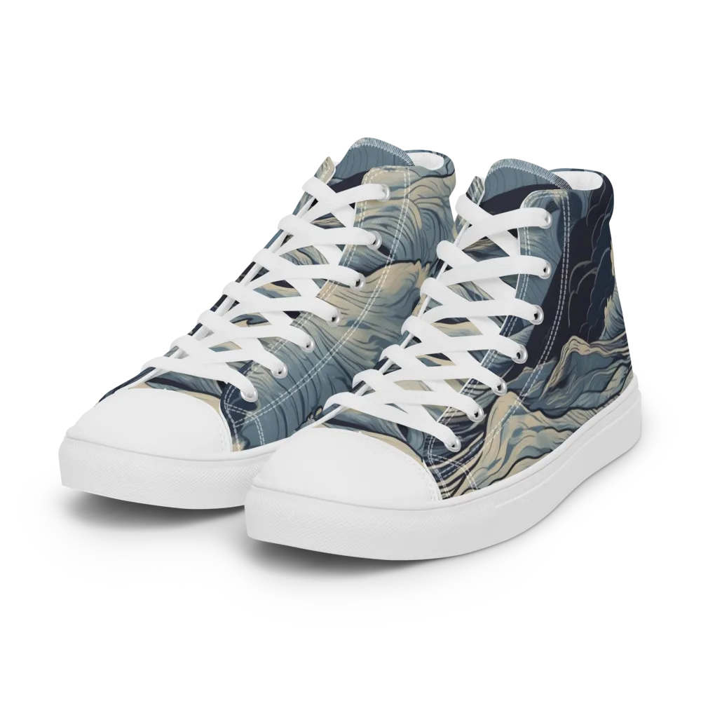 Moonlit Swell on Women's High Top Canvas Shoes — Left Front