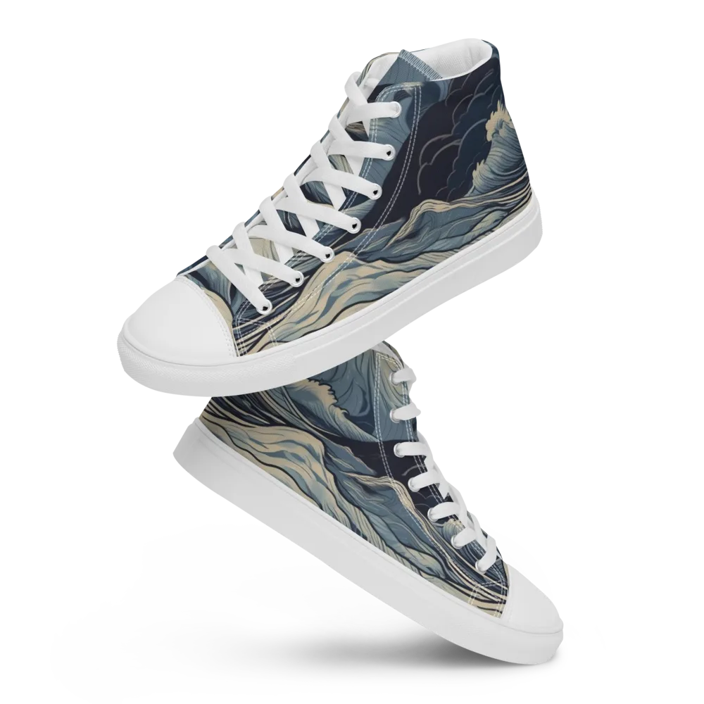 Moonlit Swell on Women's High Top Canvas Shoes — Front