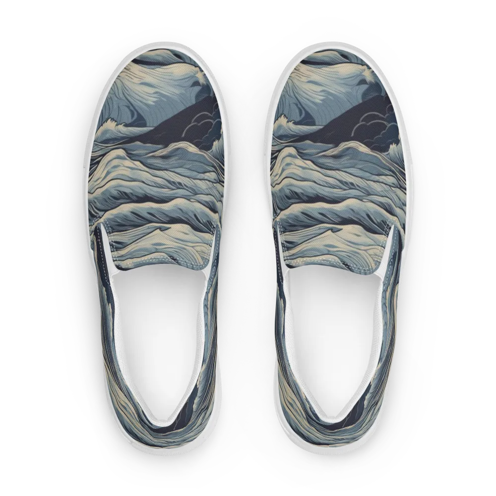 Moonlit Swell on Men's Slip-On Canvas Shoes — Front