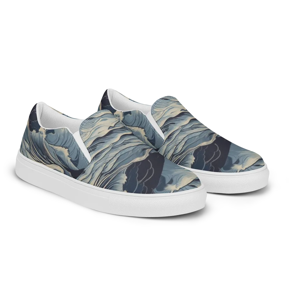 Moonlit Swell on Men's Slip-On Canvas Shoes — Right Front