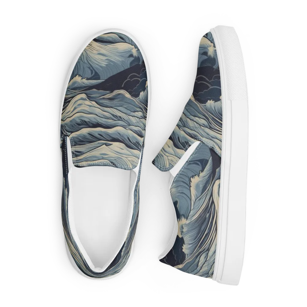 Moonlit Swell on Men's Slip-On Canvas Shoes — Front